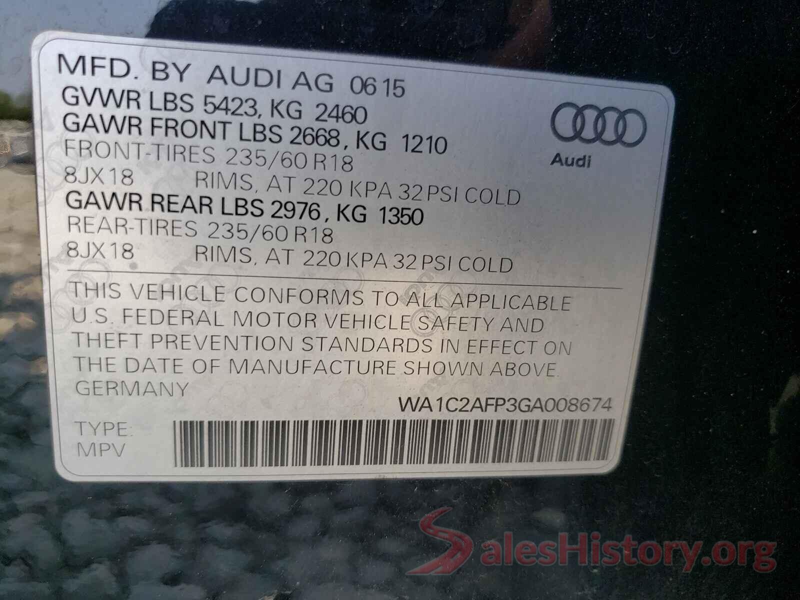 WA1C2AFP3GA008674 2016 AUDI Q5