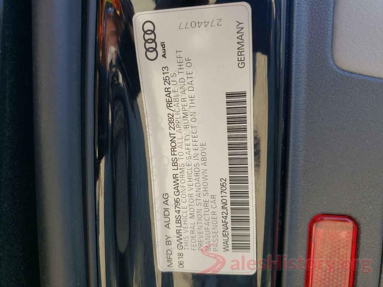 WAUENAF42JN017052 2018 AUDI A4