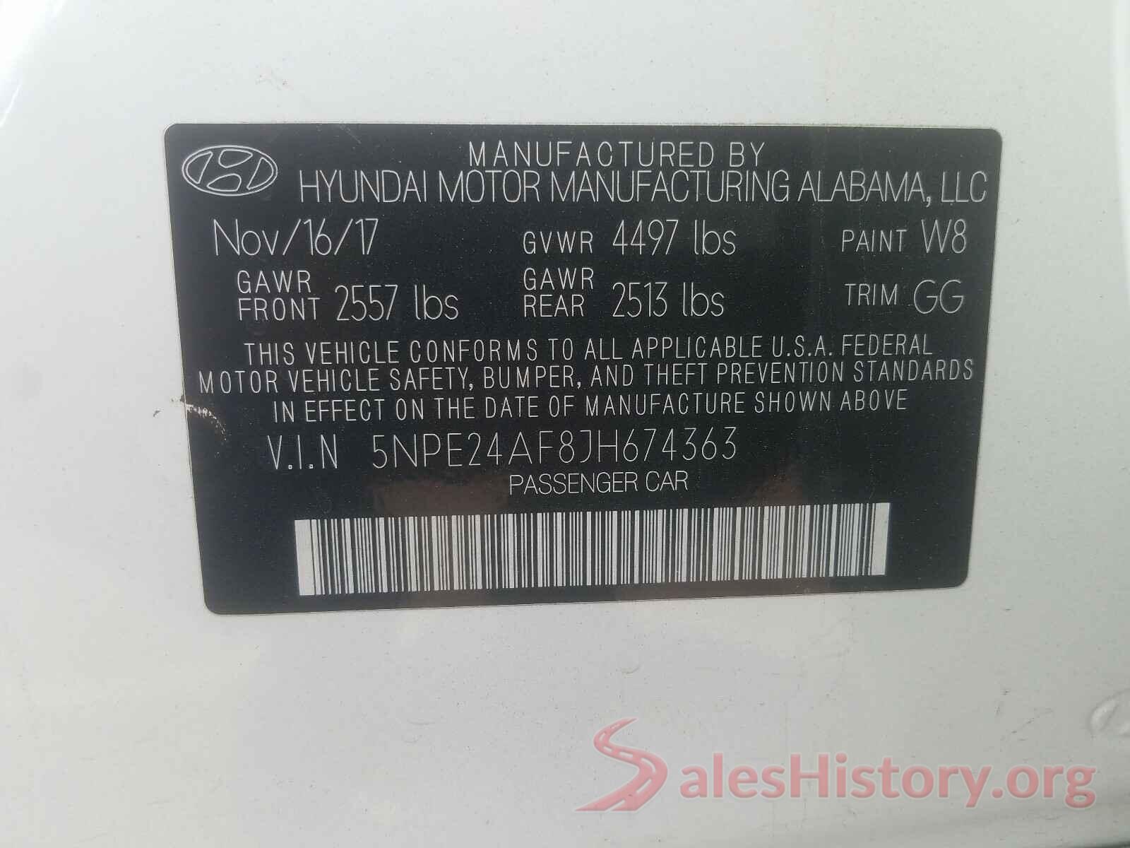 5NPE24AF8JH674363 2018 HYUNDAI SONATA