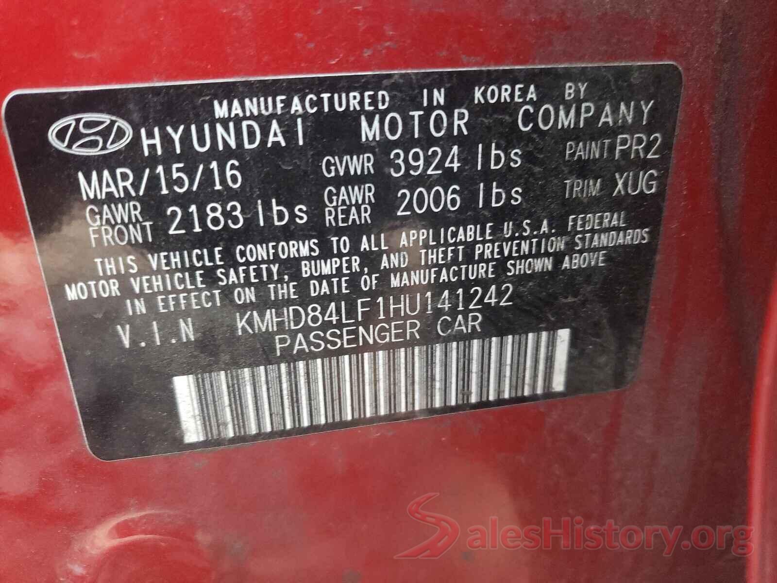 KMHD84LF1HU141242 2017 HYUNDAI ELANTRA