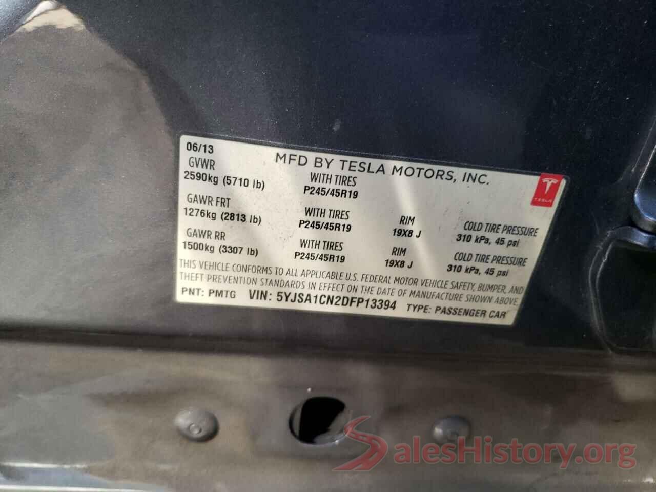 5YJSA1CN2DFP13394 2013 TESLA MODEL S