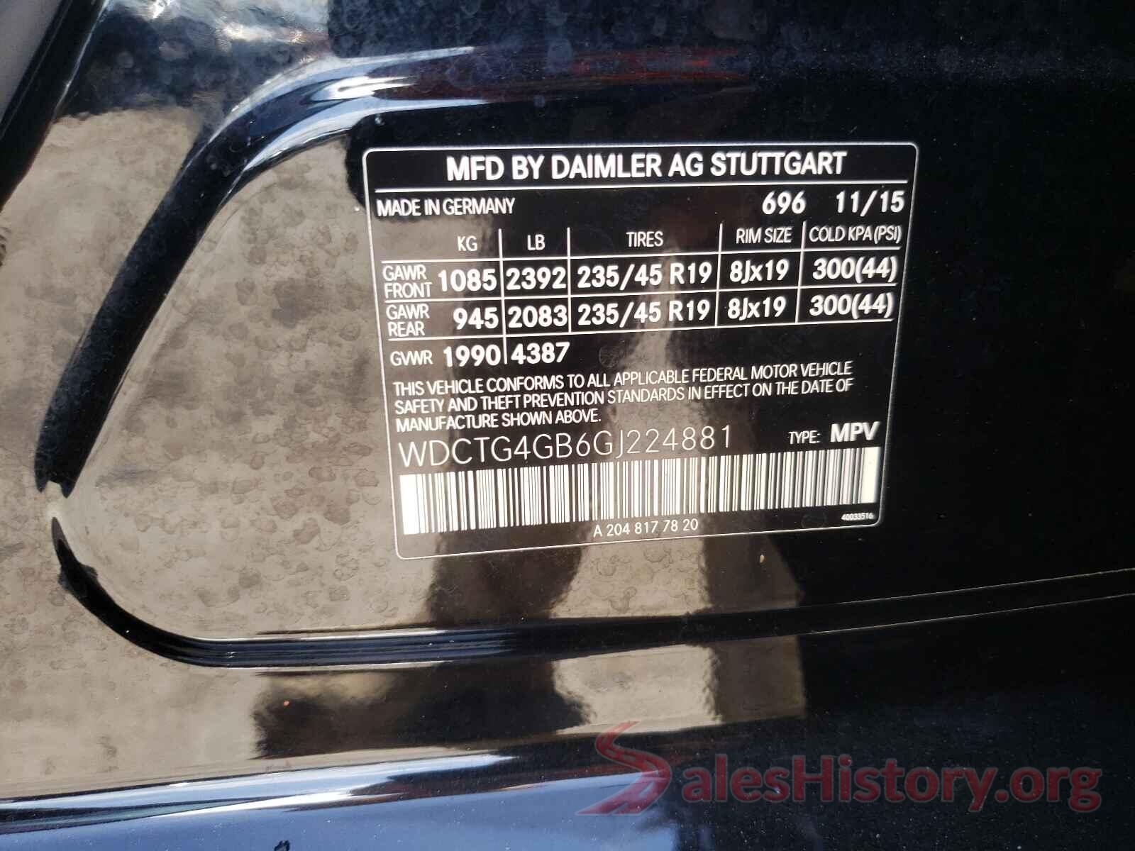 WDCTG4GB6GJ224881 2016 MERCEDES-BENZ G CLASS