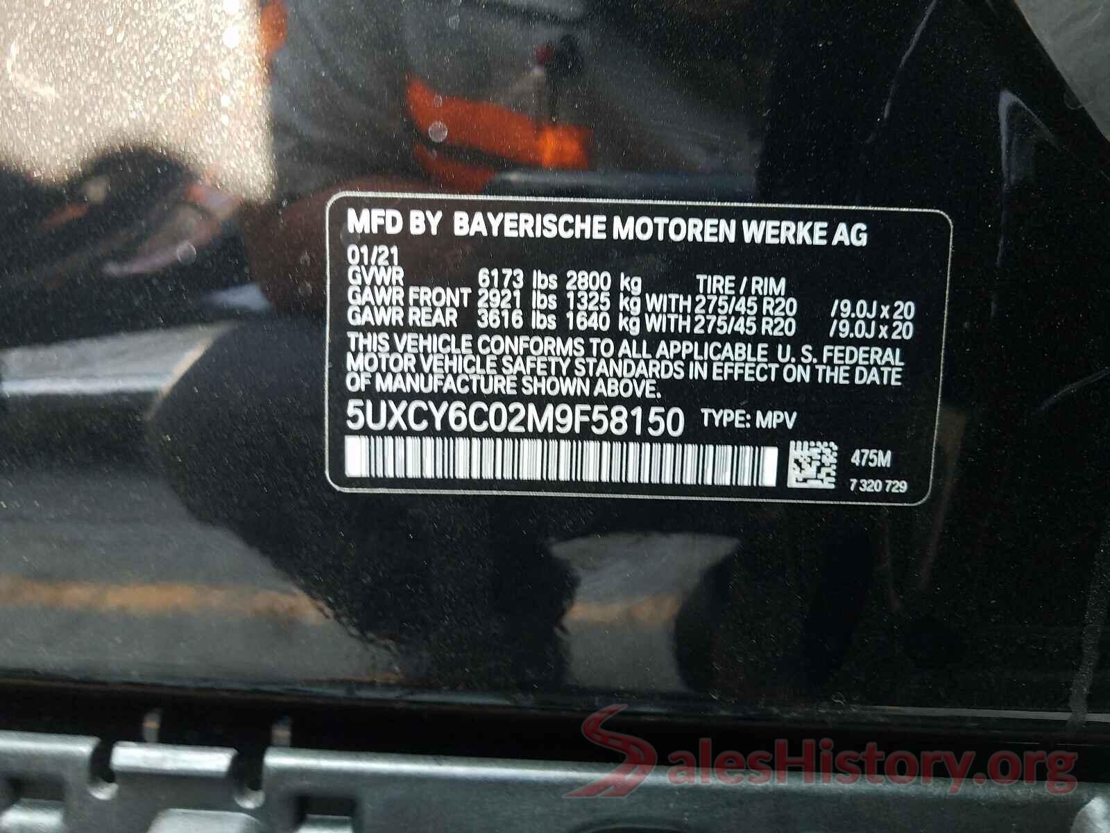 5UXCY6C02M9F58150 2021 BMW X6