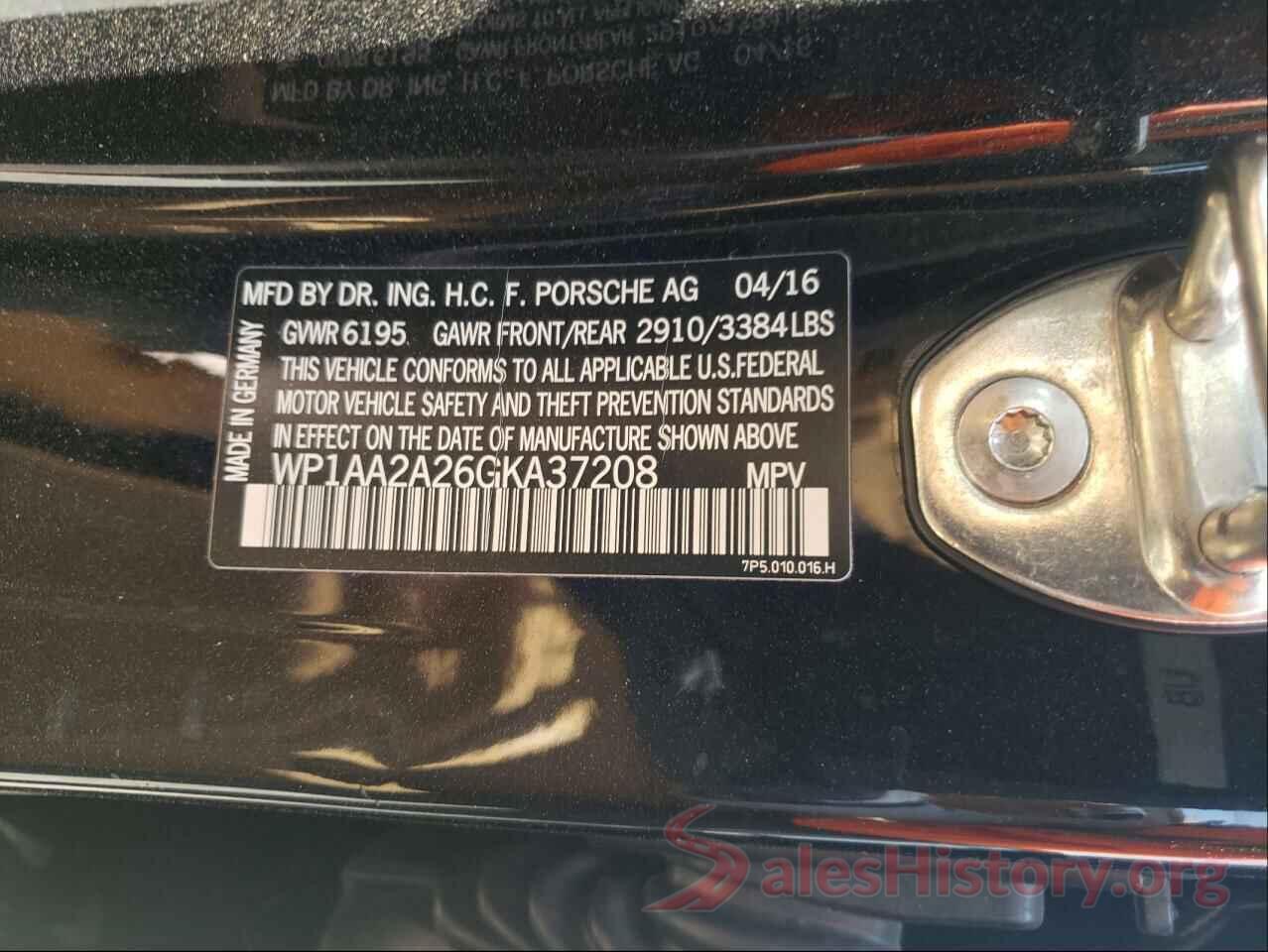 WP1AA2A26GKA37208 2016 PORSCHE CAYENNE