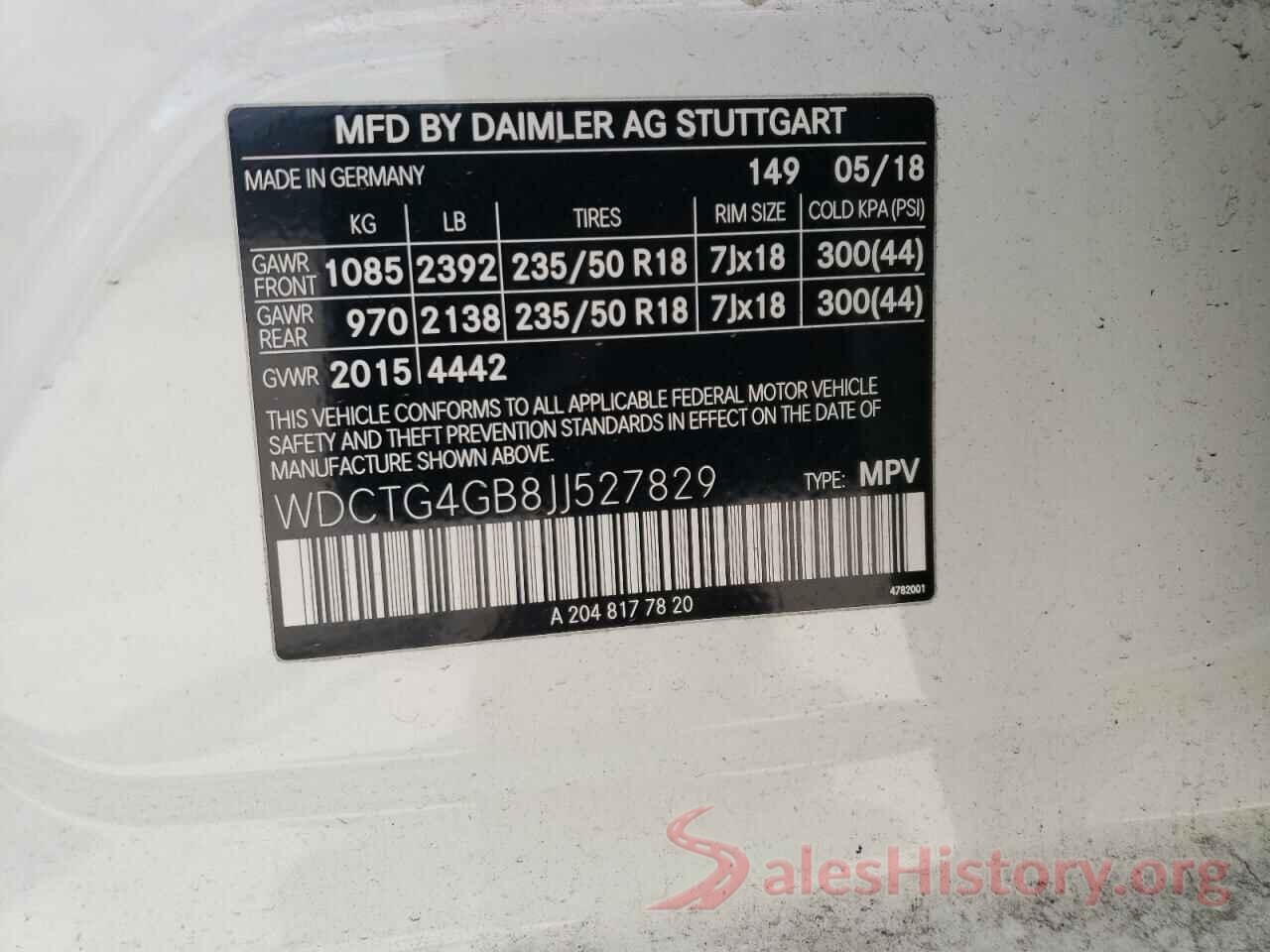 WDCTG4GB8JJ527829 2018 MERCEDES-BENZ GLA-CLASS