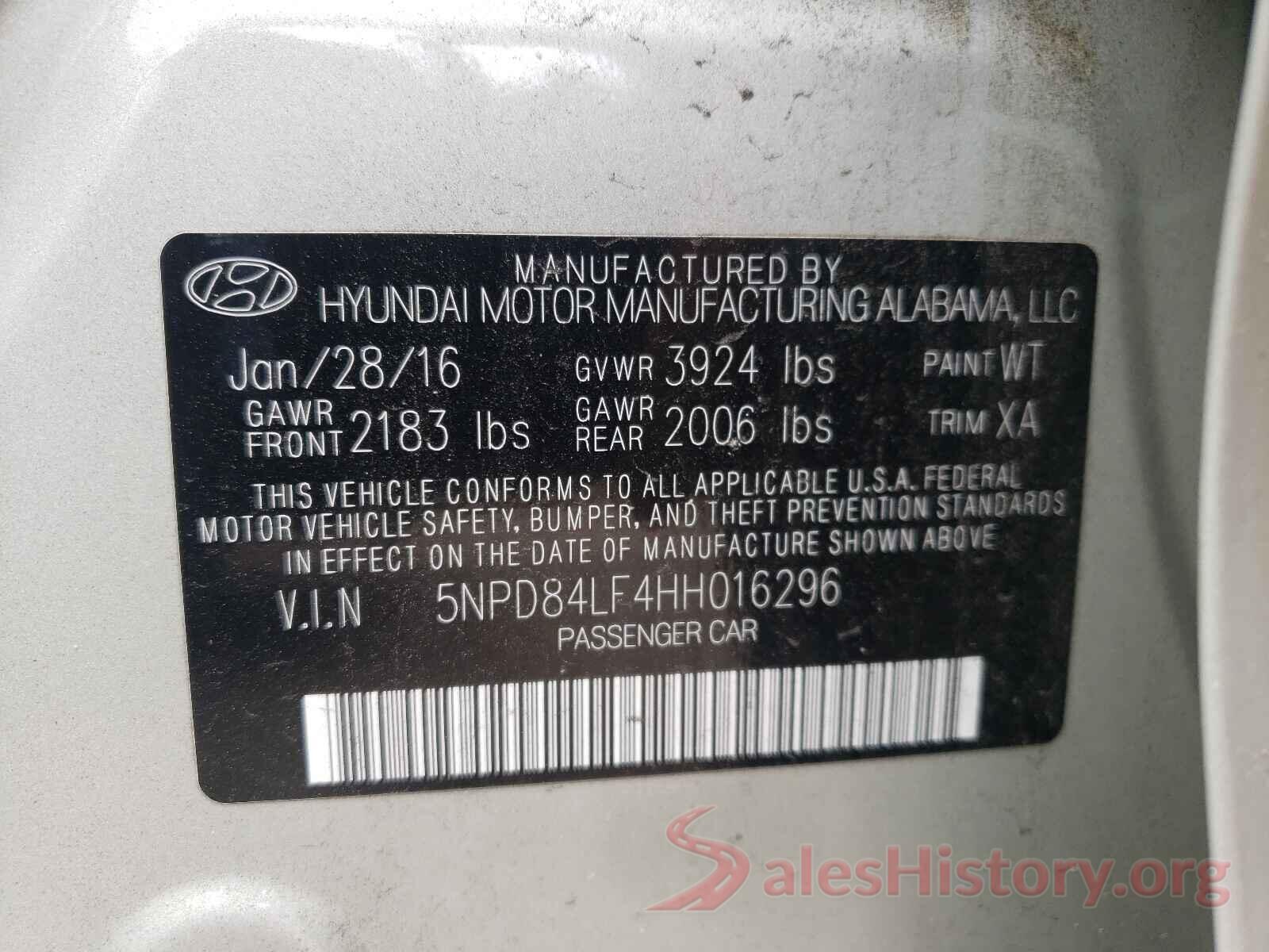 5NPD84LF4HH016296 2017 HYUNDAI ELANTRA