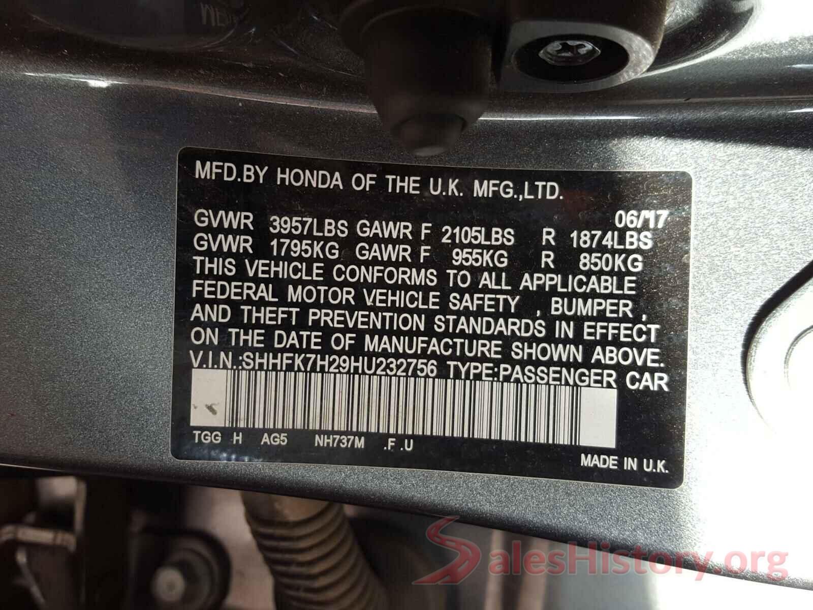 SHHFK7H29HU232756 2017 HONDA CIVIC