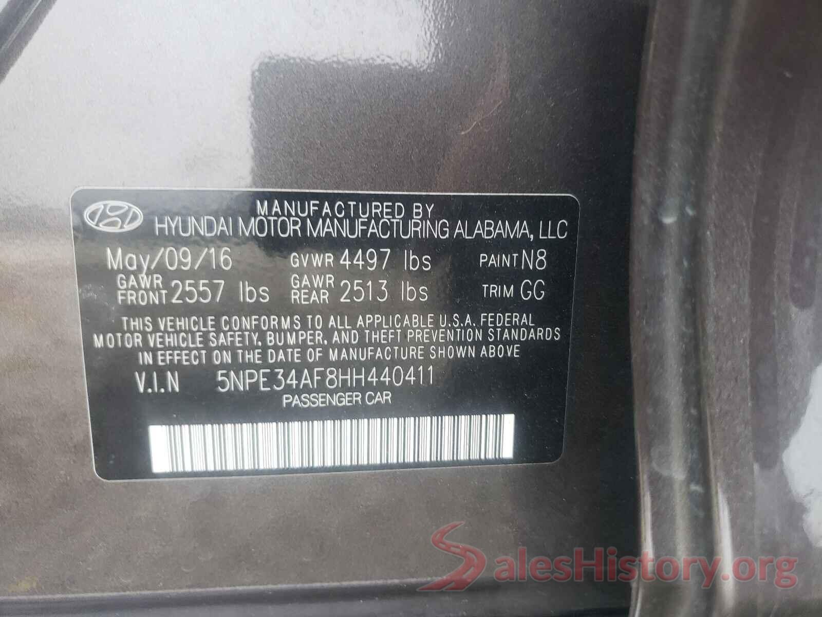 5NPE34AF8HH440411 2017 HYUNDAI SONATA