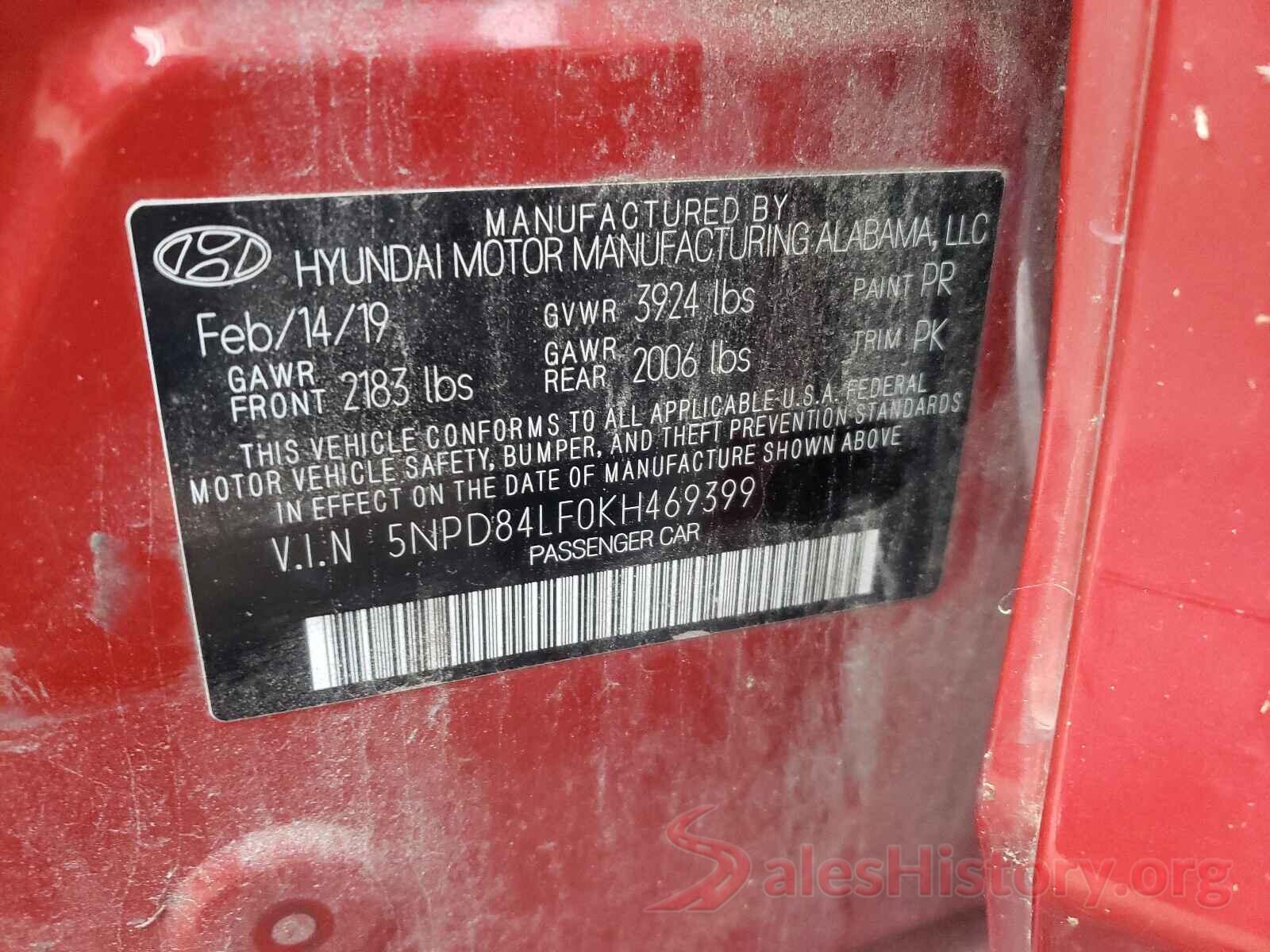 5NPD84LF0KH469399 2019 HYUNDAI ELANTRA