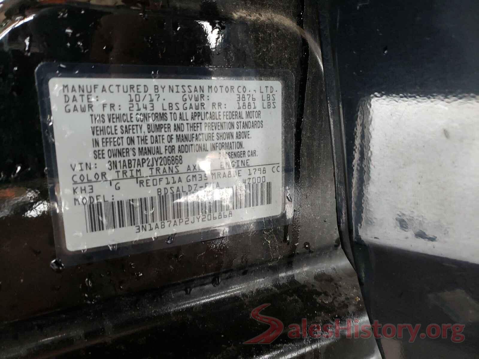 3N1AB7AP2JY206868 2018 NISSAN SENTRA