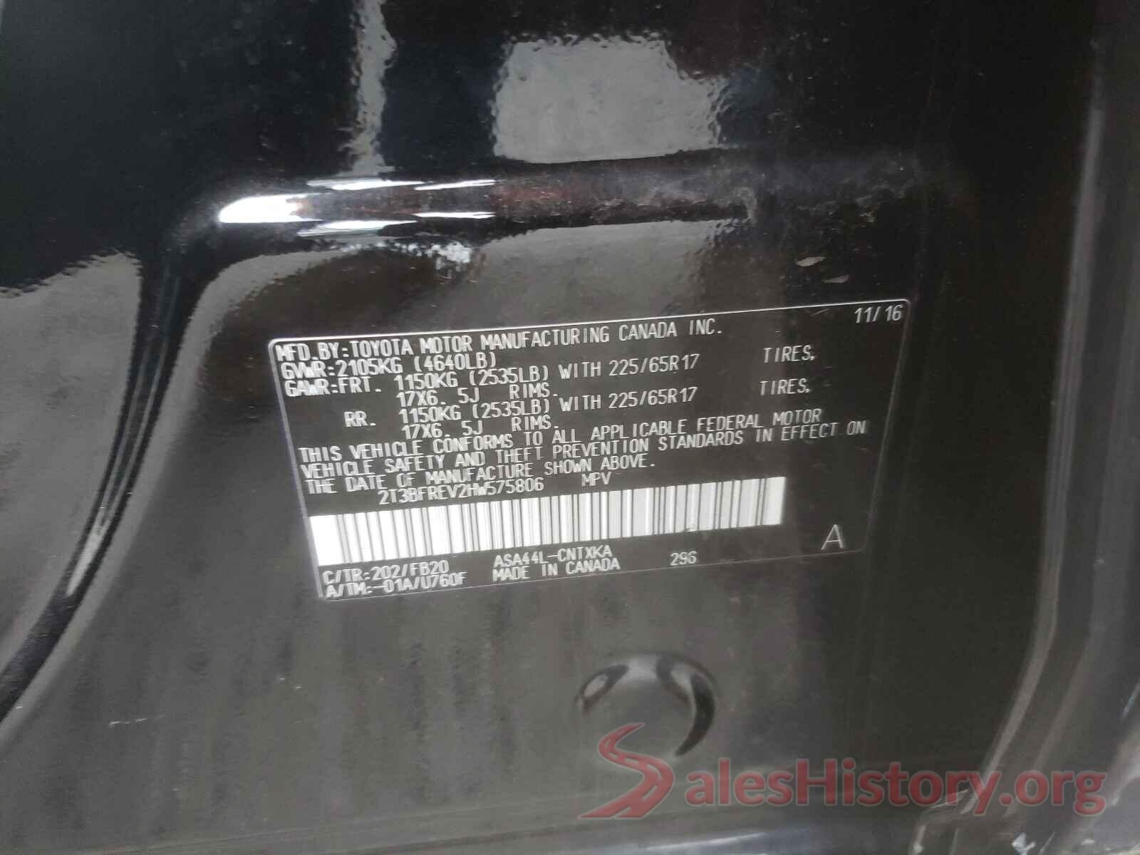 2T3BFREV2HW575806 2017 TOYOTA RAV4