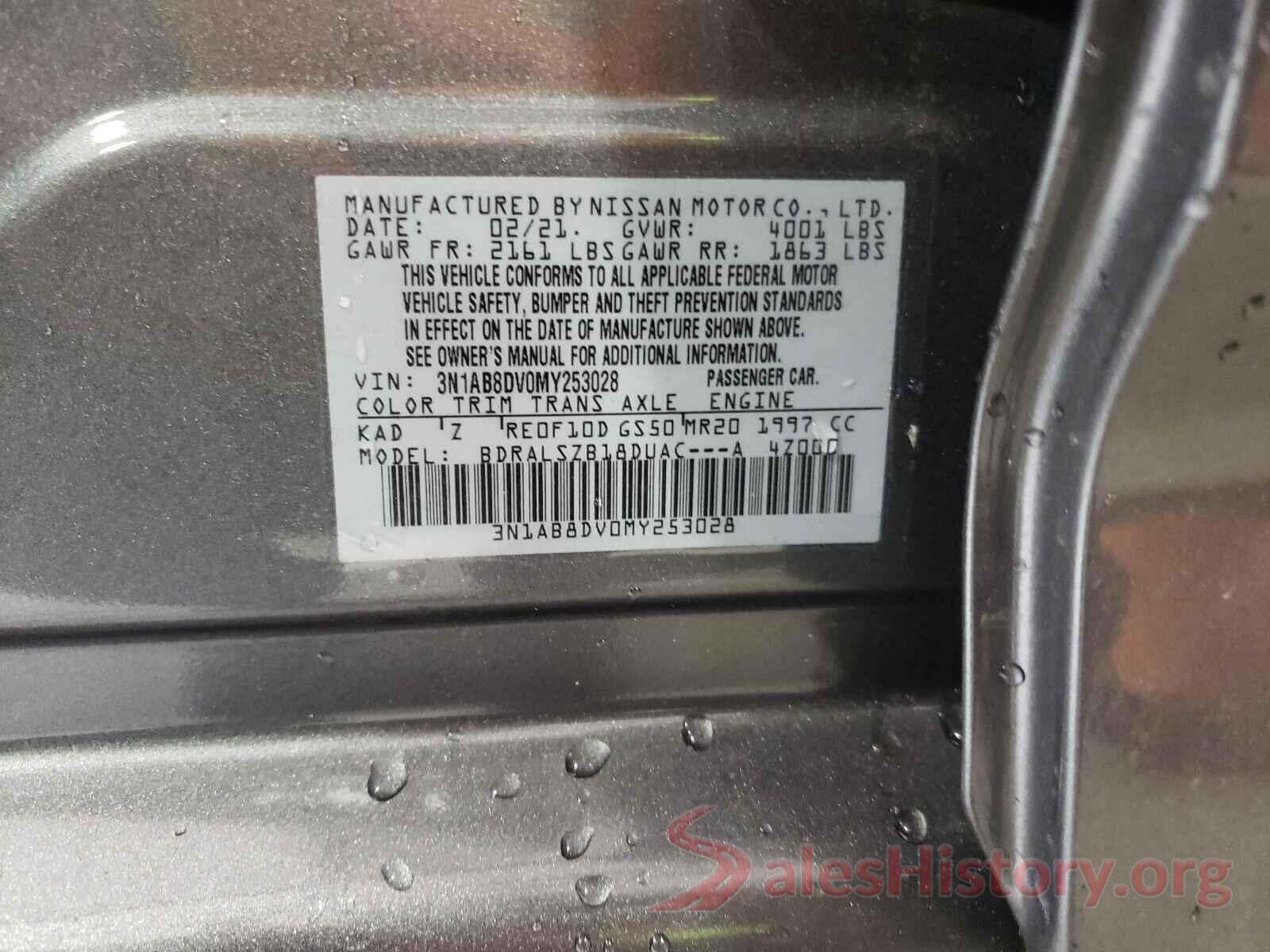 3N1AB8DV0MY253028 2021 NISSAN SENTRA