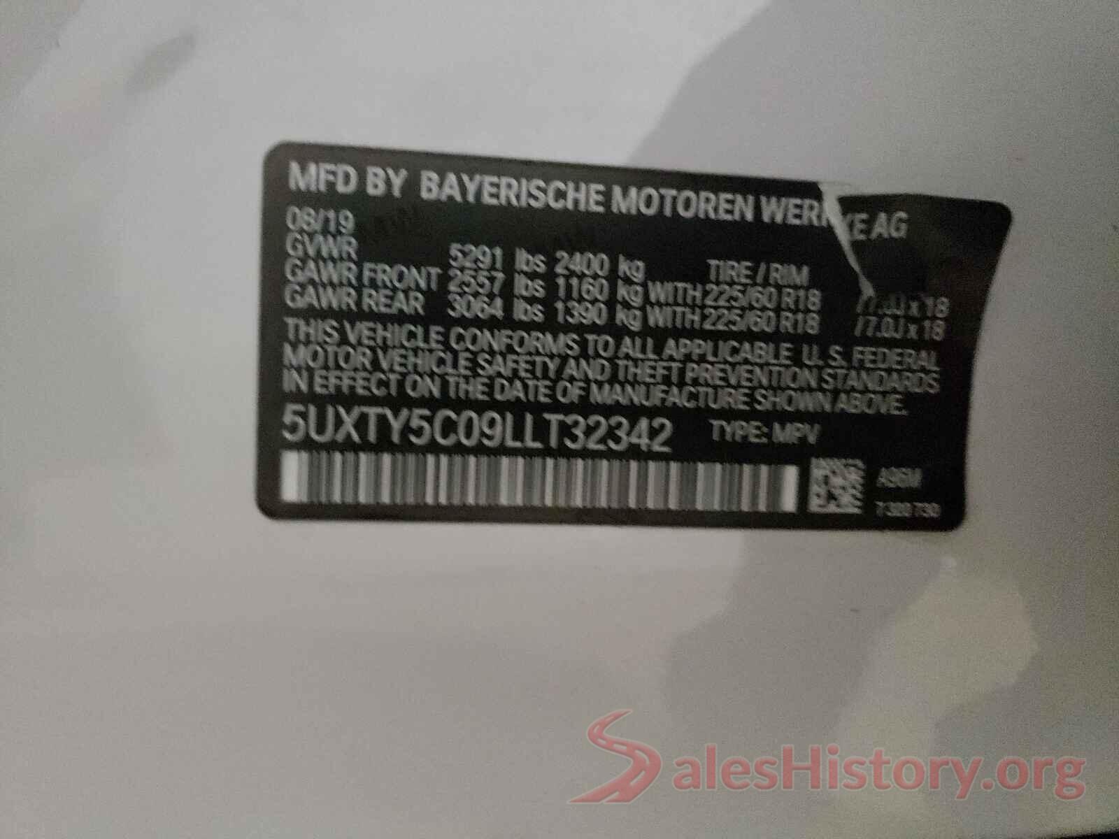 5UXTY5C09LLT32342 2020 BMW X3