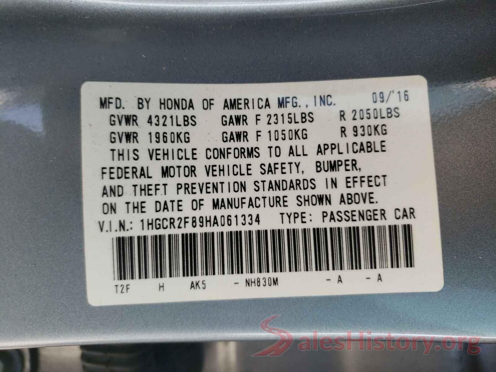 1HGCR2F89HA061334 2017 HONDA ACCORD