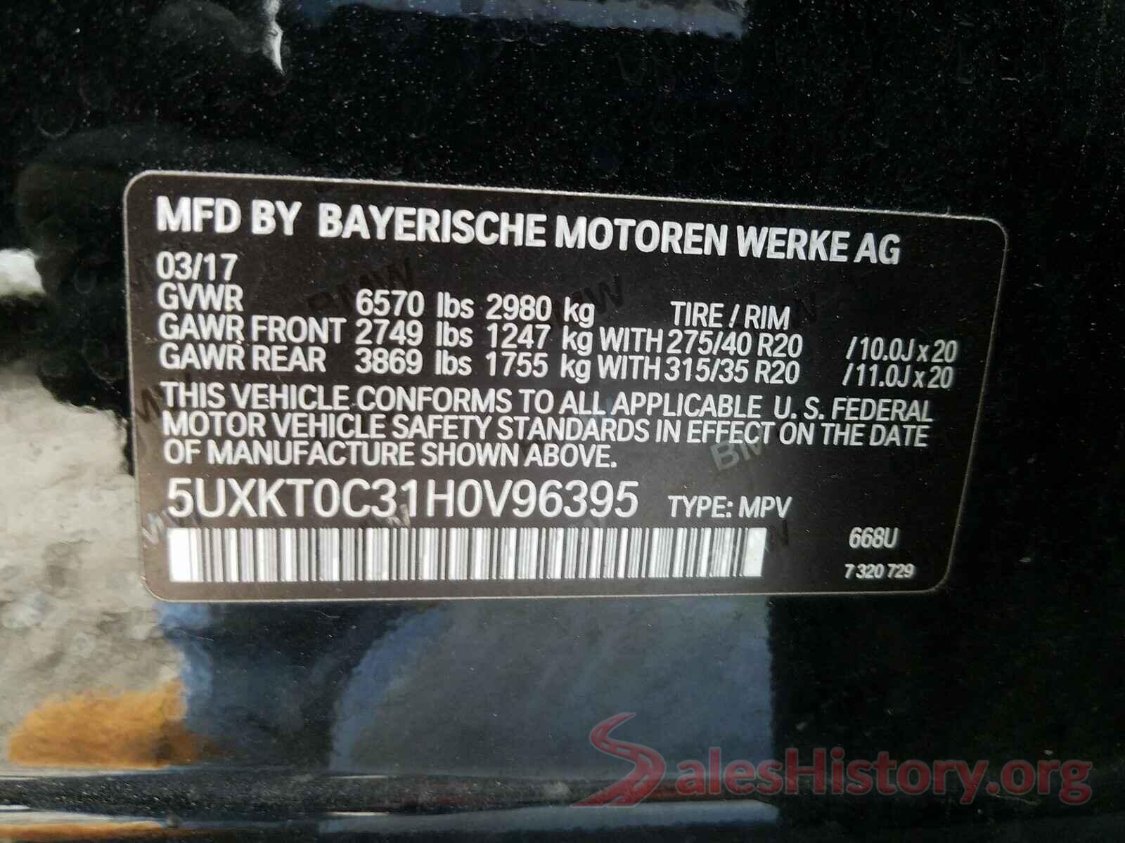 5UXKT0C31H0V96395 2017 BMW X5