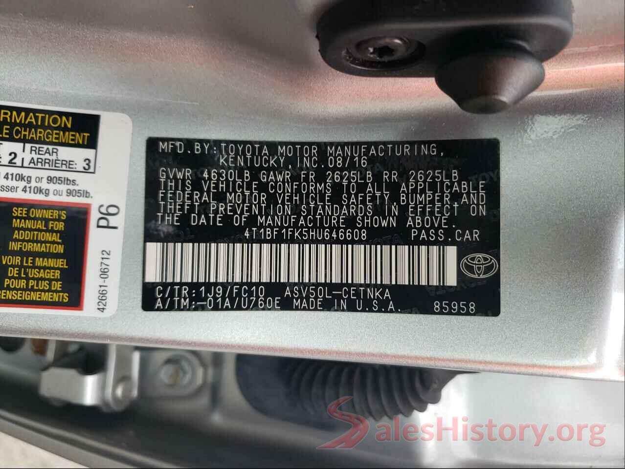 4T1BF1FK5HU646608 2017 TOYOTA CAMRY