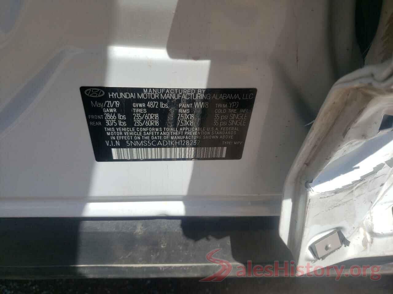 5NMS5CAD1KH128232 2019 HYUNDAI SANTA FE