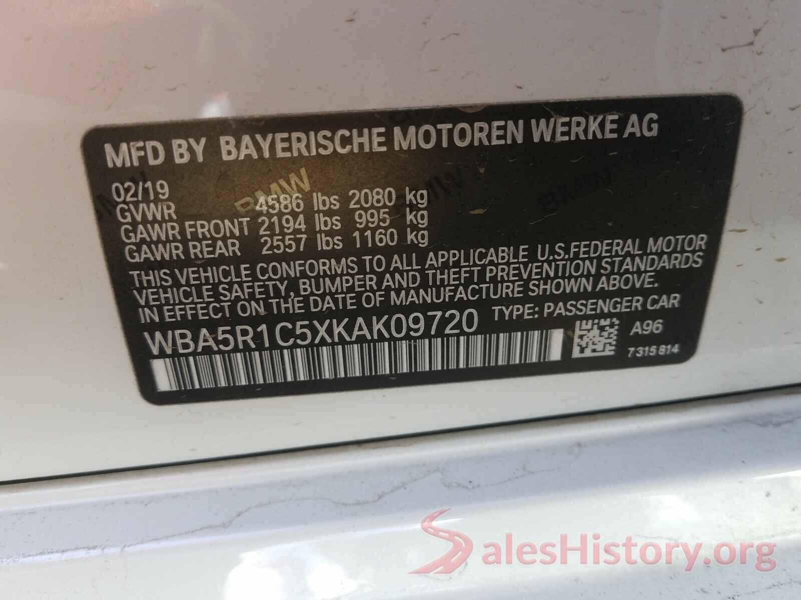 WBA5R1C5XKAK09720 2019 BMW 3 SERIES