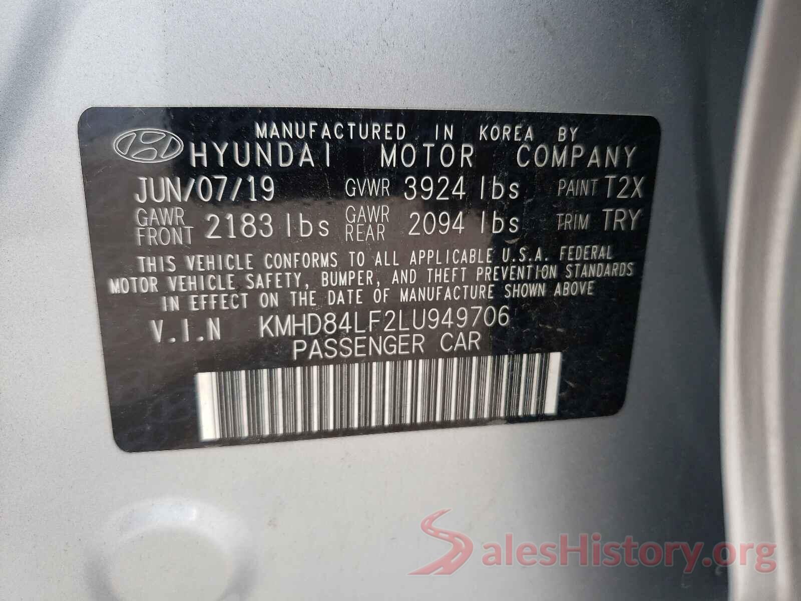 KMHD84LF2LU949706 2020 HYUNDAI ELANTRA