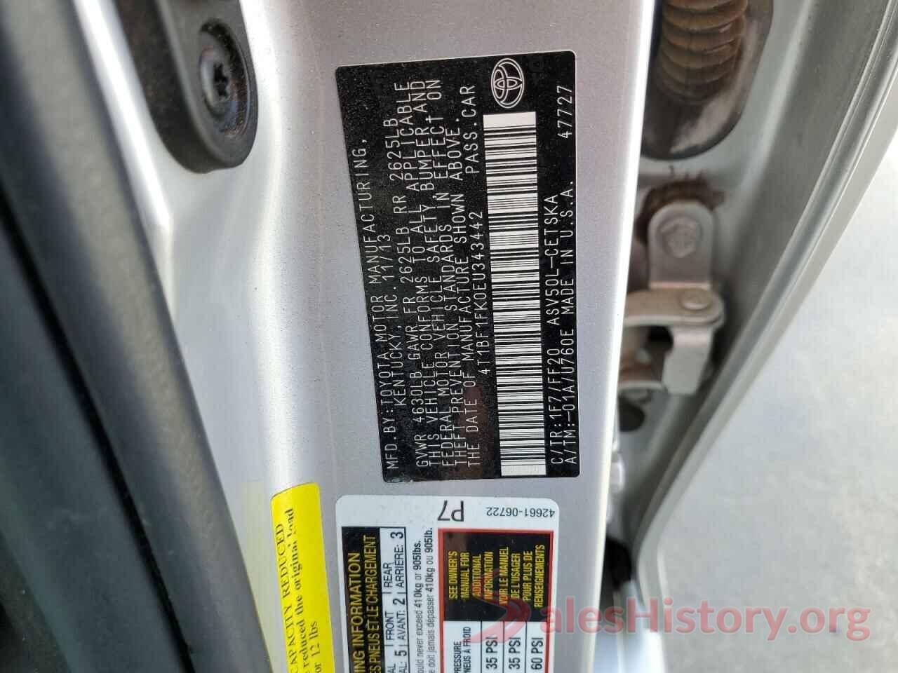 4T1BF1FK0EU343442 2014 TOYOTA CAMRY