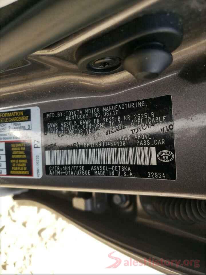 4T1BF1FK9HU454138 2017 TOYOTA CAMRY