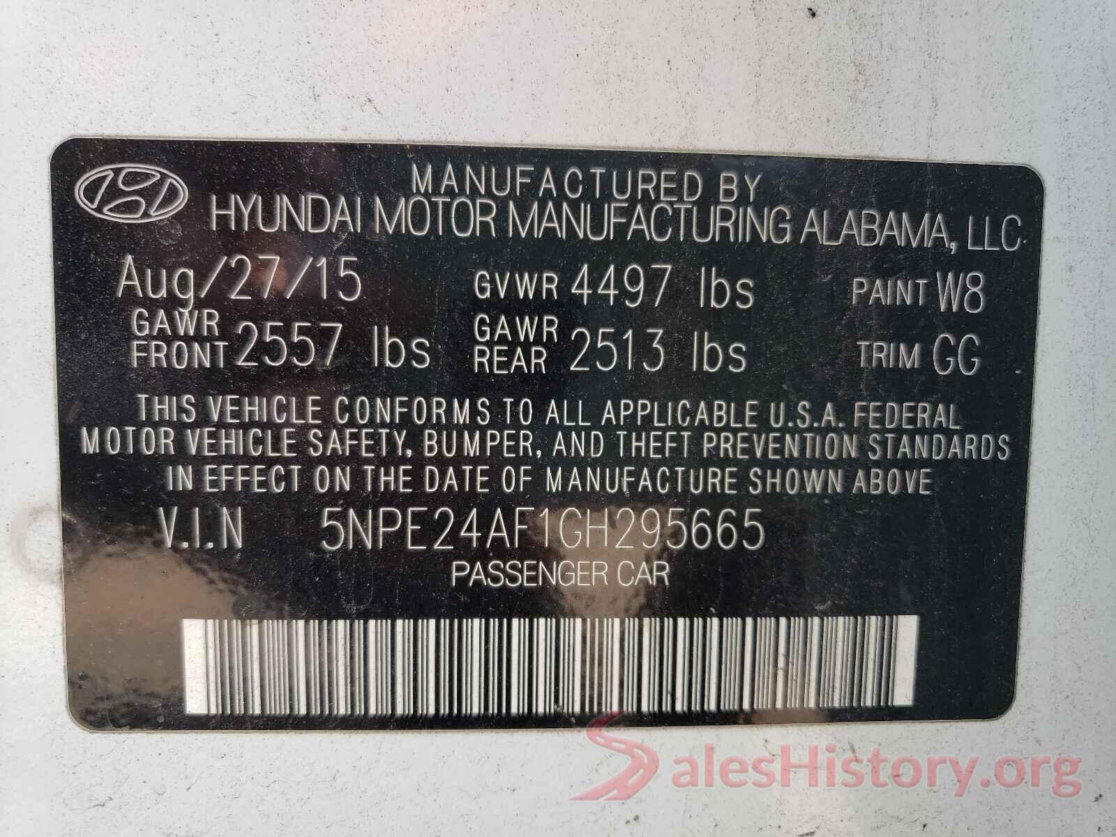 5NPE24AF1GH295665 2016 HYUNDAI SONATA