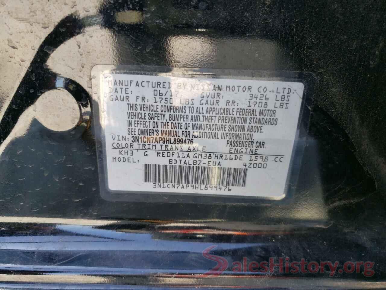 3N1CN7AP9HL899476 2017 NISSAN VERSA