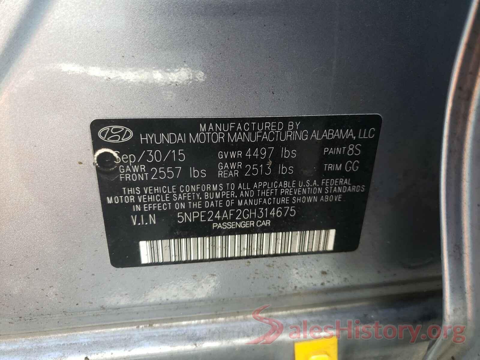 5NPE24AF2GH314675 2016 HYUNDAI SONATA