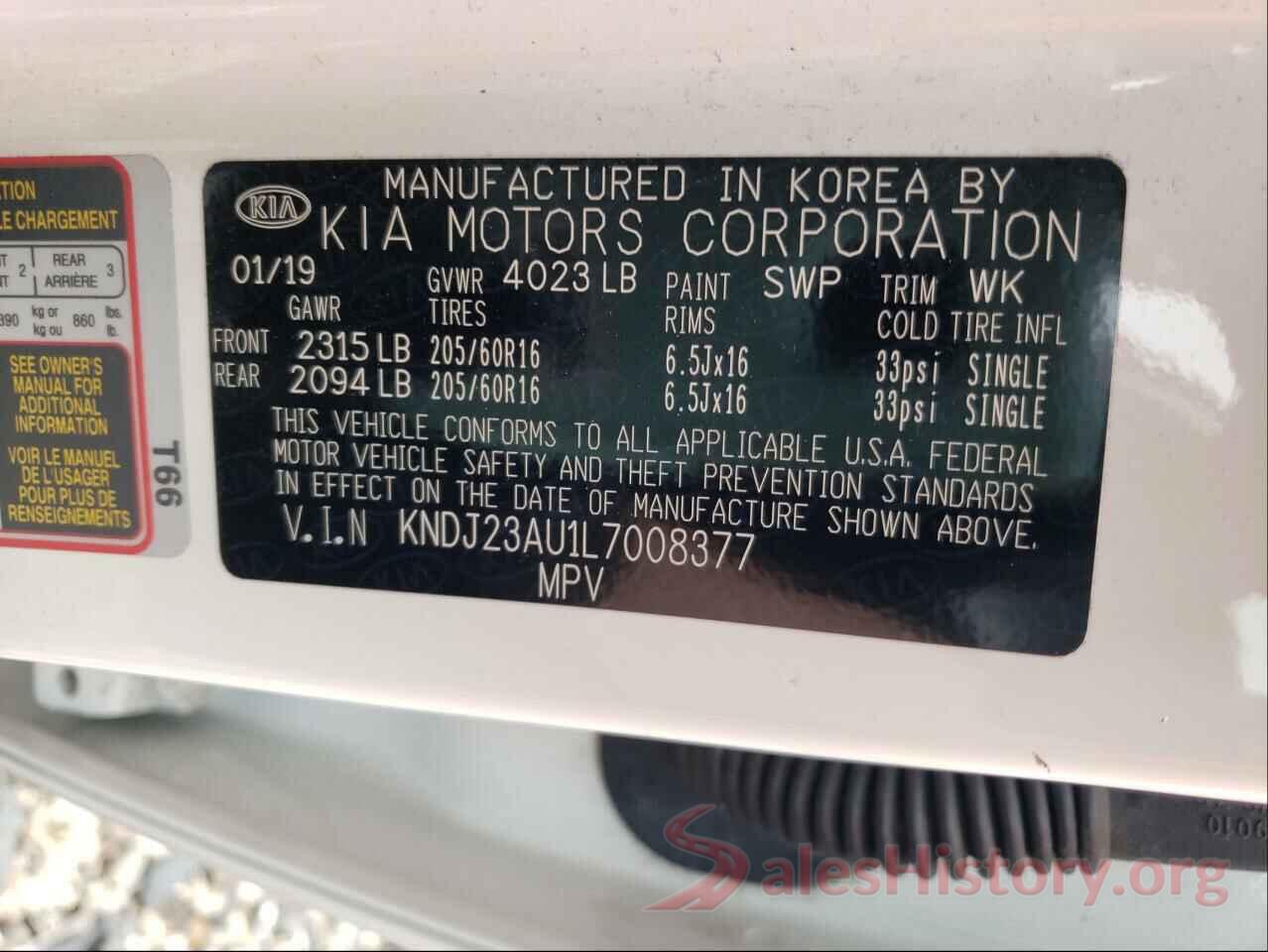 KNDJ23AU1L7008377 2020 KIA SOUL