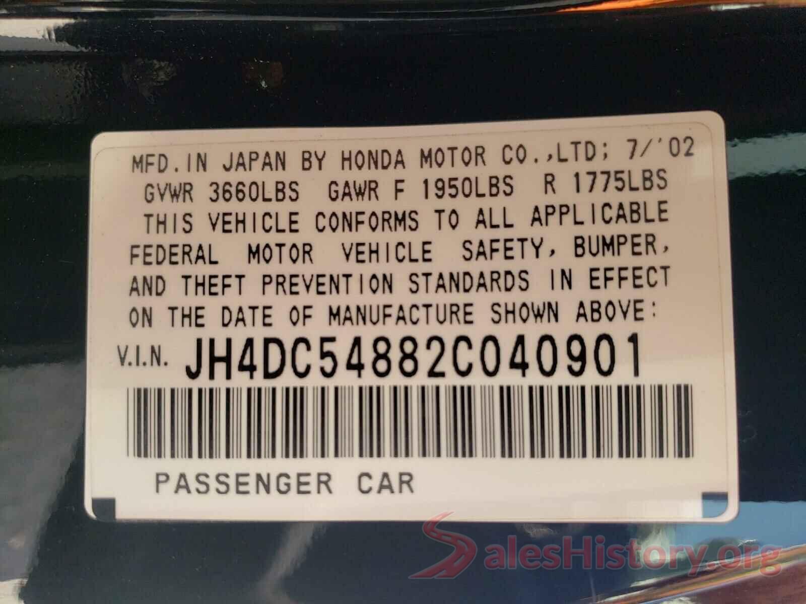 JH4DC54882C040901 2002 ACURA RSX