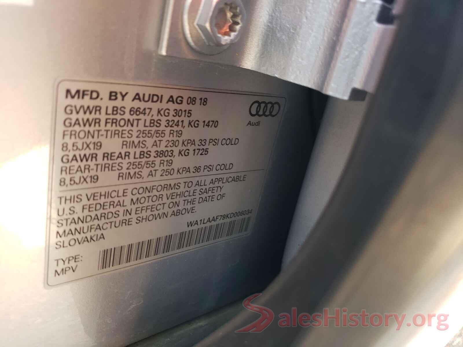 WA1LAAF79KD006034 2019 AUDI Q7