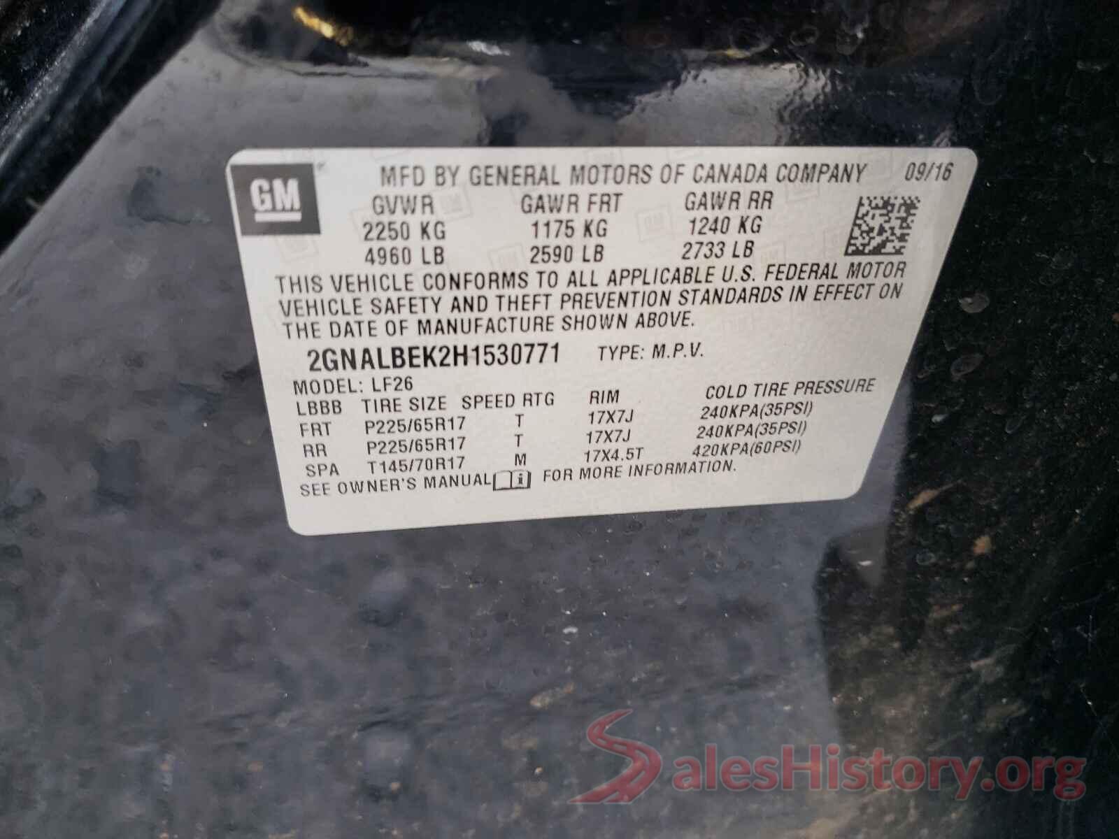 2GNALBEK2H1530771 2017 CHEVROLET EQUINOX