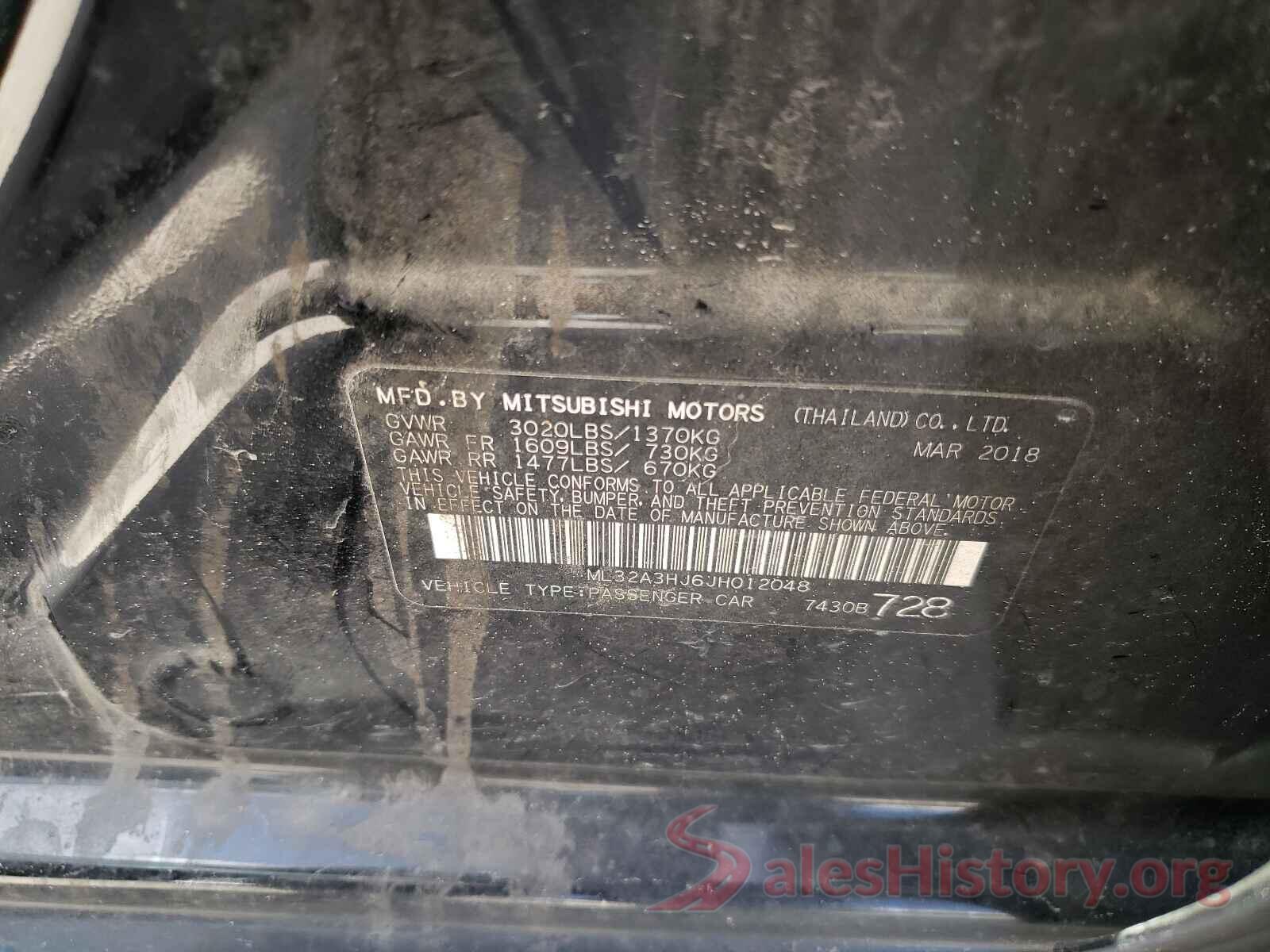 ML32A3HJ6JH012048 2018 MITSUBISHI MIRAGE