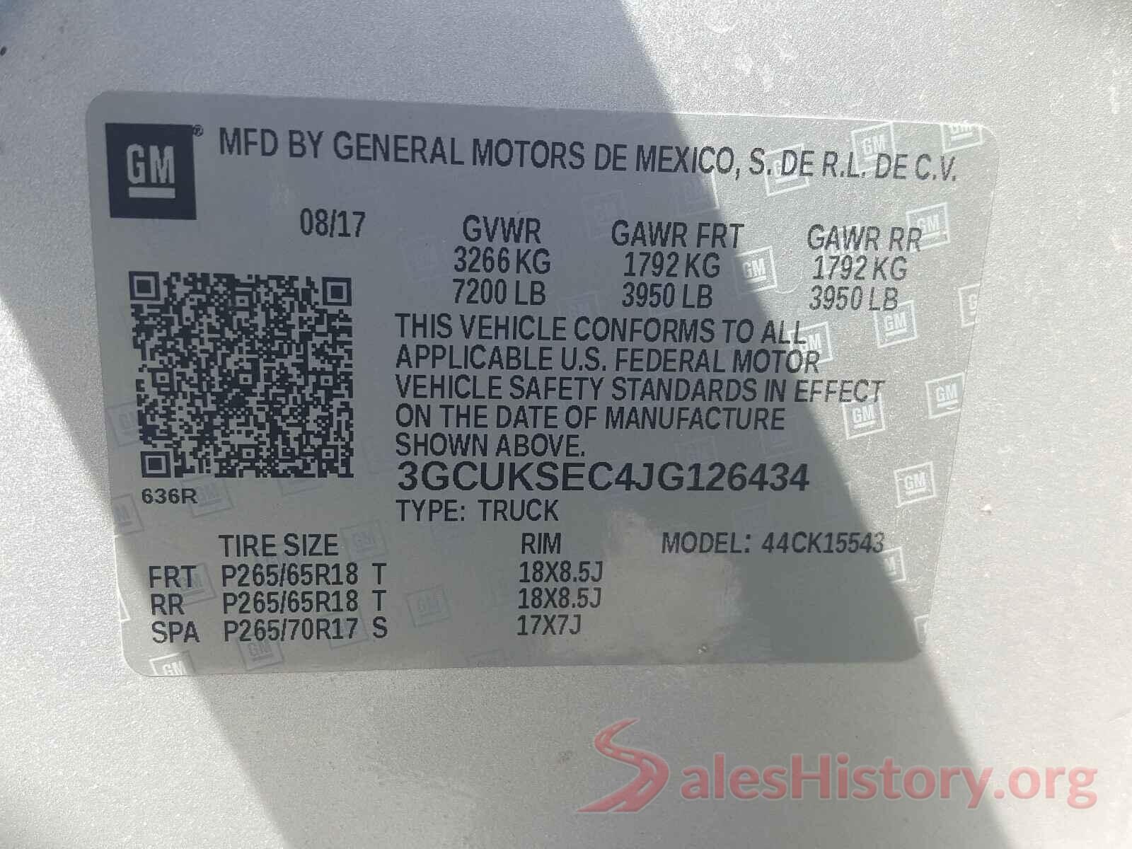 3GCUKSEC4JG126434 2018 CHEVROLET SILVERADO