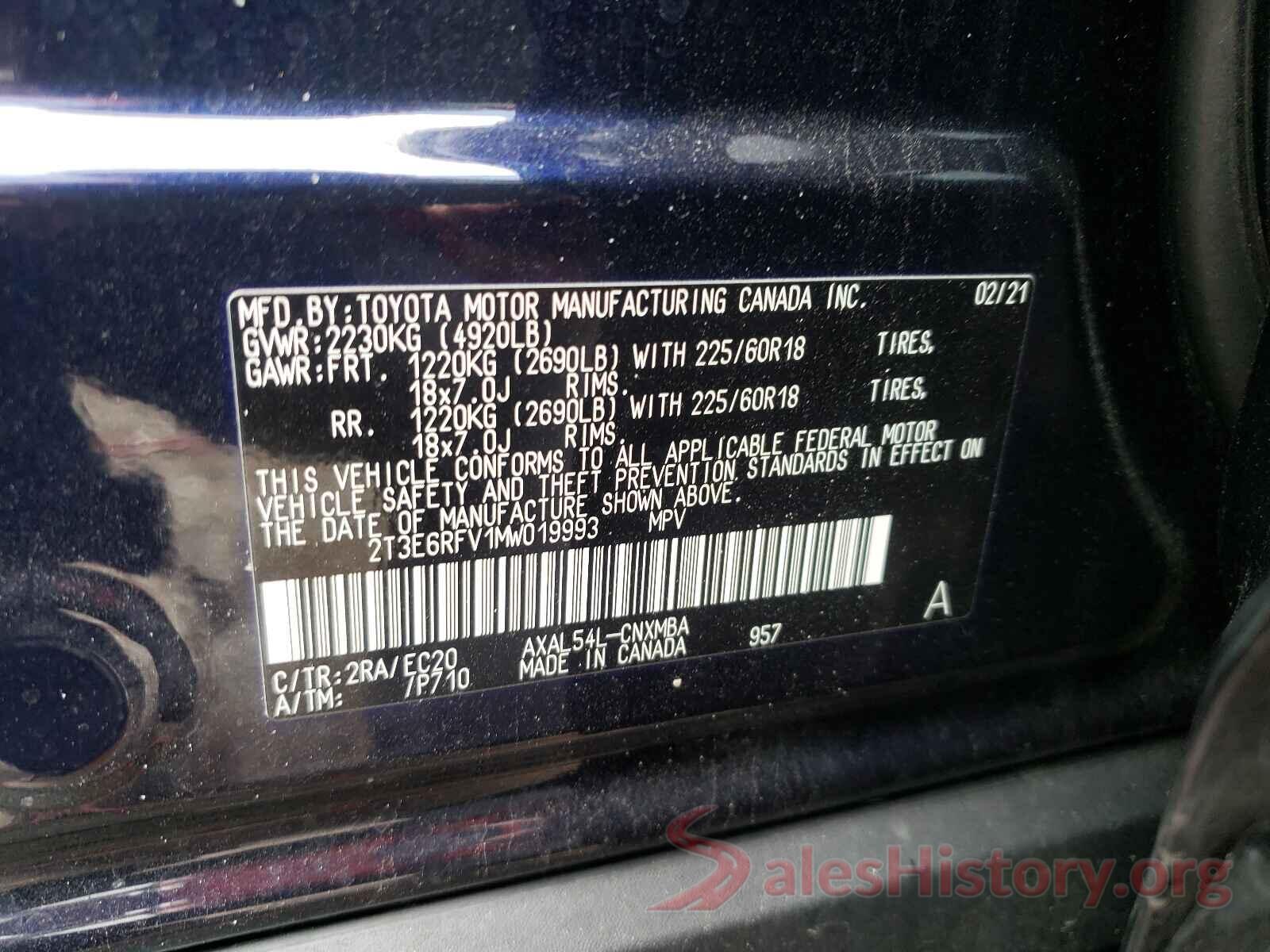 2T3E6RFV1MW019993 2021 TOYOTA RAV4