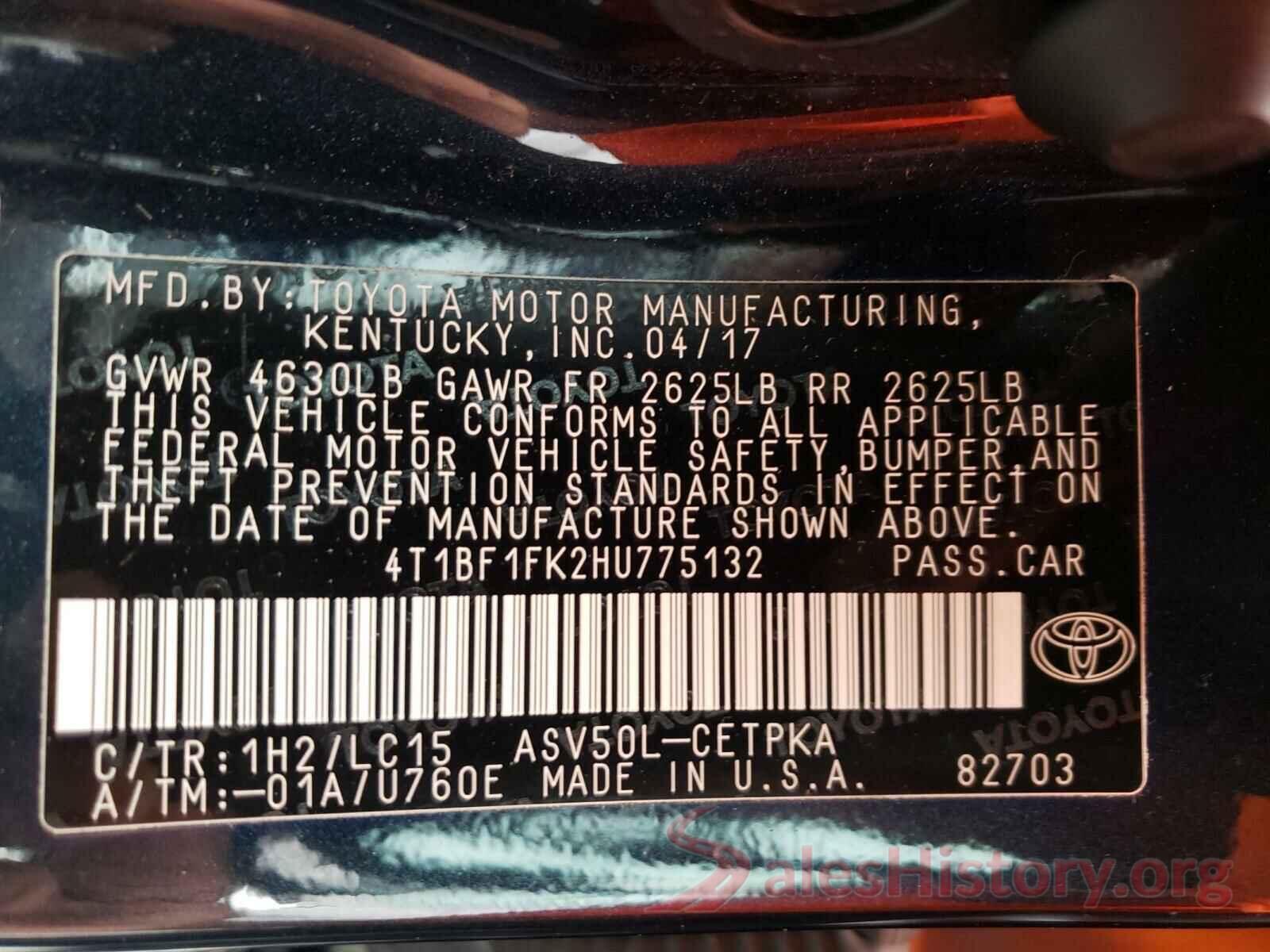 4T1BF1FK2HU775132 2017 TOYOTA CAMRY