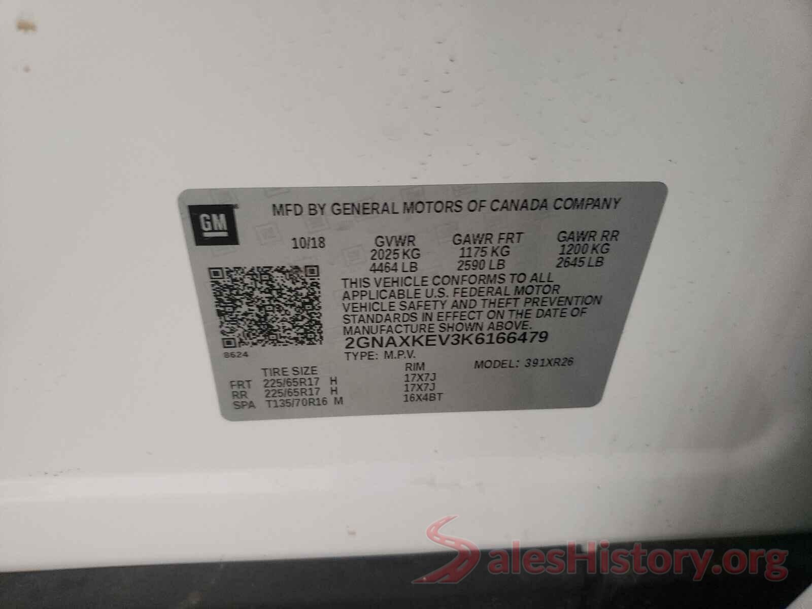 2GNAXKEV3K6166479 2019 CHEVROLET EQUINOX