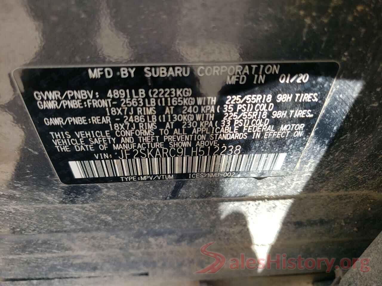 JF2SKARC9LH512238 2020 SUBARU FORESTER