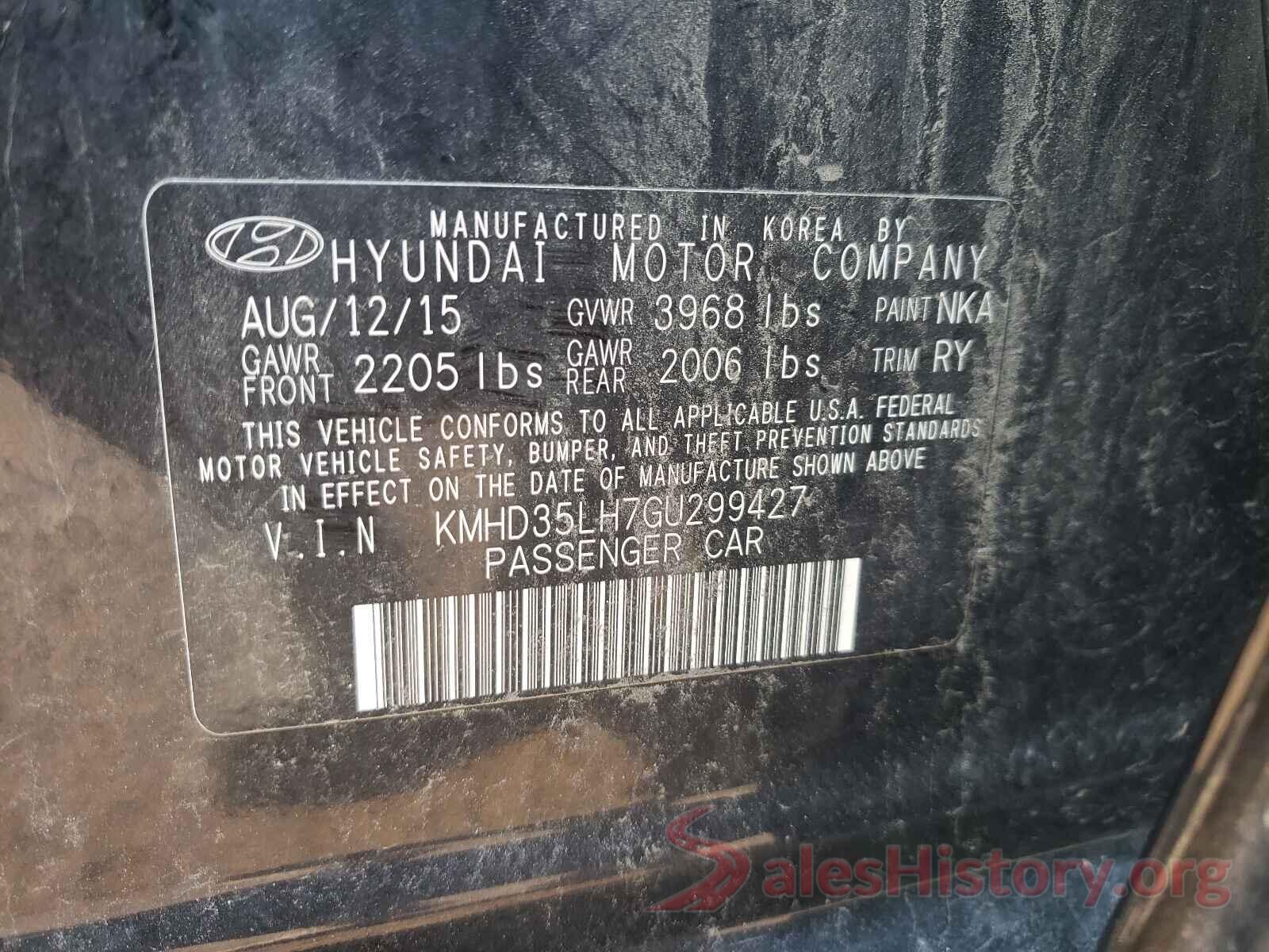 KMHD35LH7GU299427 2016 HYUNDAI ELANTRA