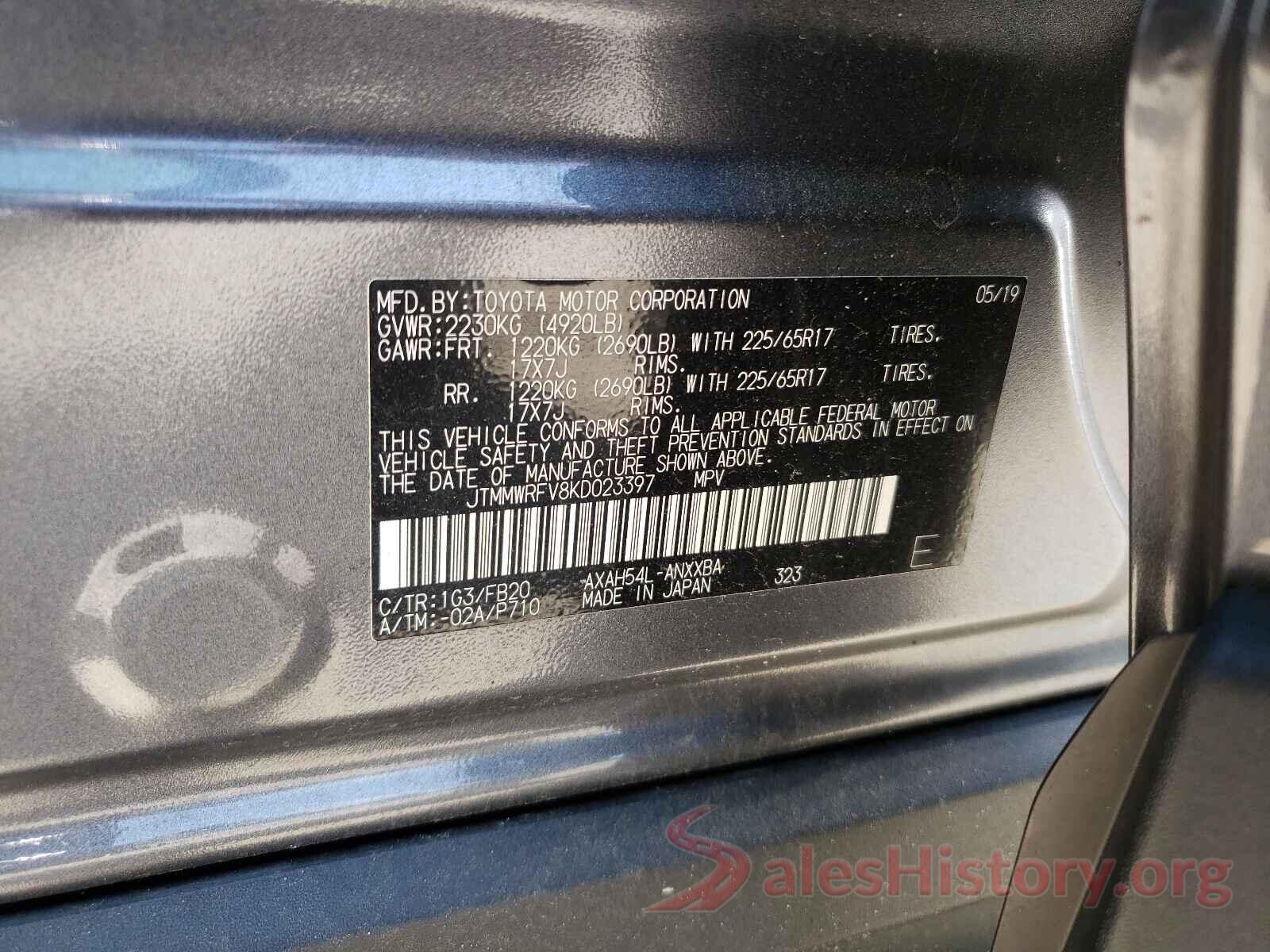 JTMMWRFV8KD023397 2019 TOYOTA RAV4