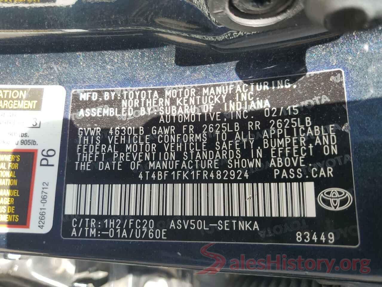 4T4BF1FK1FR482924 2015 TOYOTA CAMRY