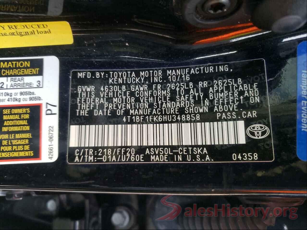 4T1BF1FK6HU348858 2017 TOYOTA CAMRY