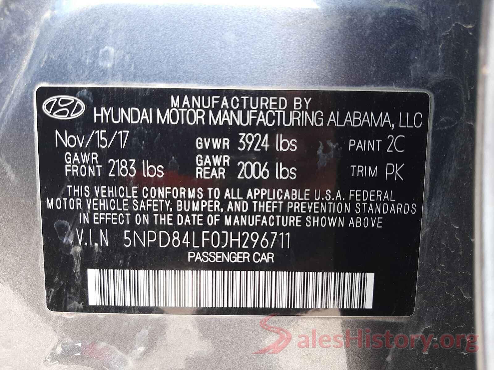 5NPD84LF0JH296711 2018 HYUNDAI ELANTRA