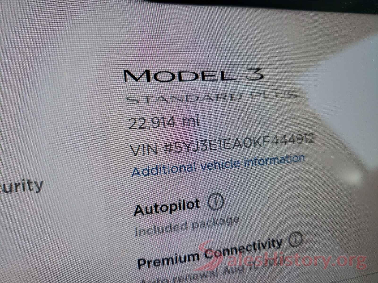 5YJ3E1EA0KF444912 2019 TESLA MODEL 3