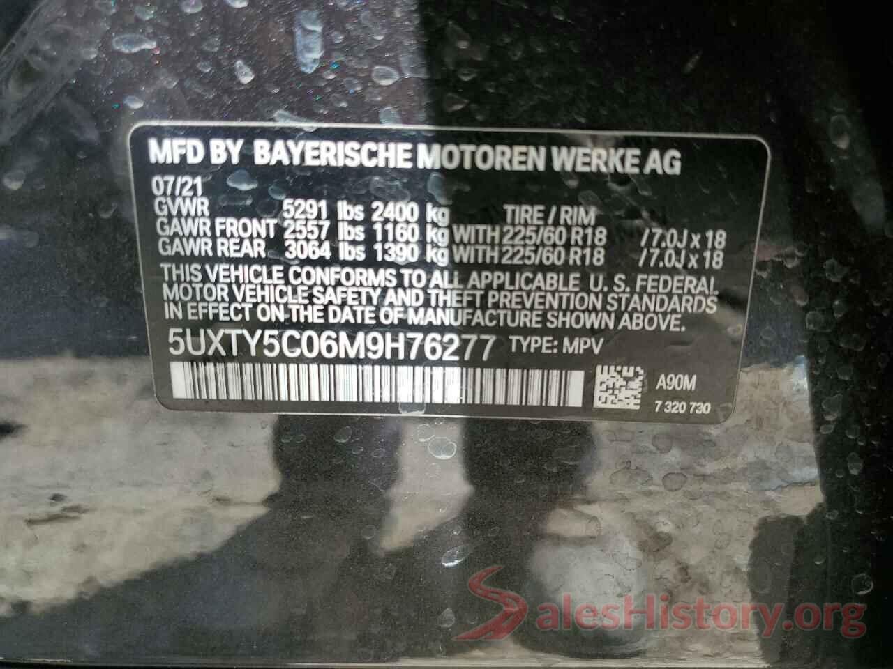 5UXTY5C06M9H76277 2021 BMW X3