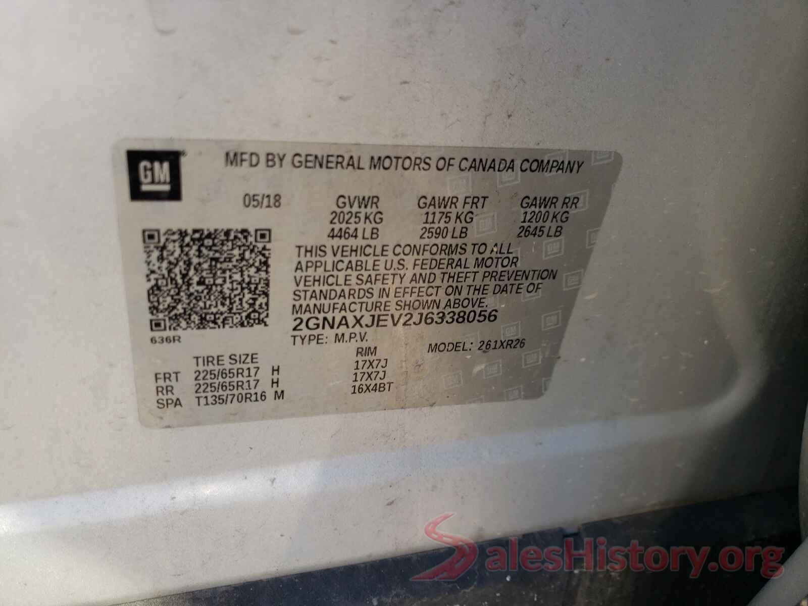 2GNAXJEV2J6338056 2018 CHEVROLET EQUINOX