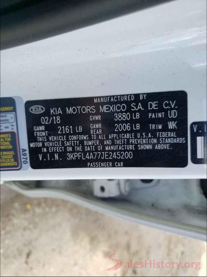 3KPFL4A77JE245200 2018 KIA FORTE