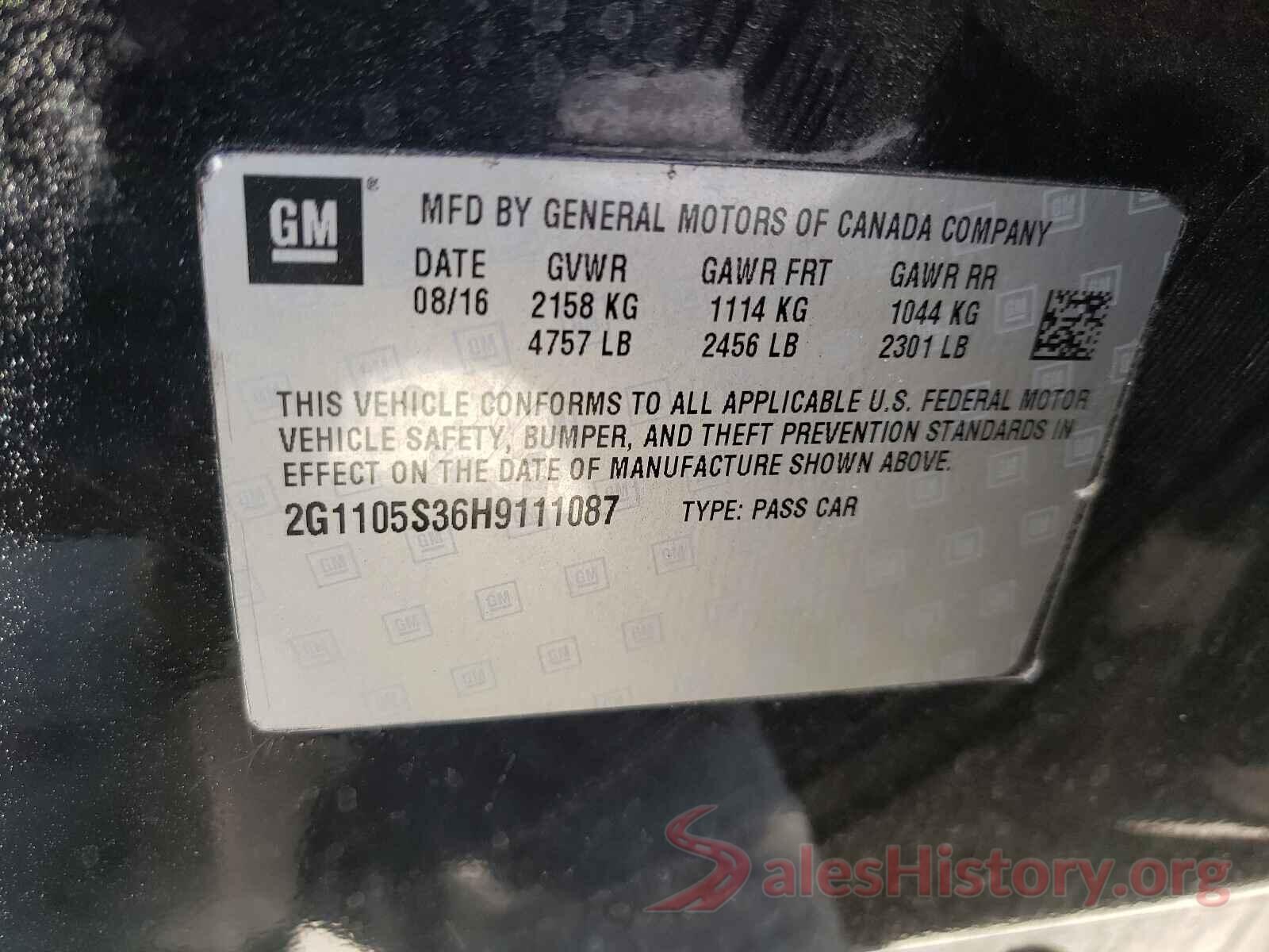 2G1105S36H9111087 2017 CHEVROLET IMPALA