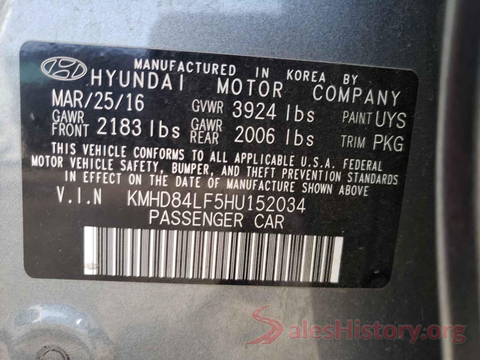 KMHD84LF5HU152034 2017 HYUNDAI ELANTRA