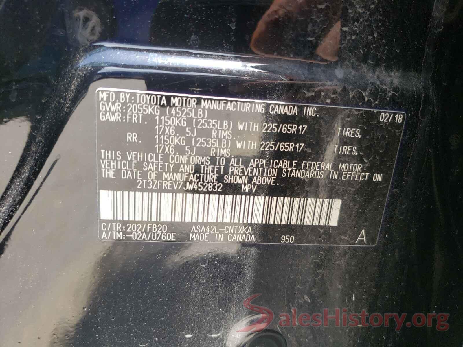 2T3ZFREV7JW452832 2018 TOYOTA RAV4